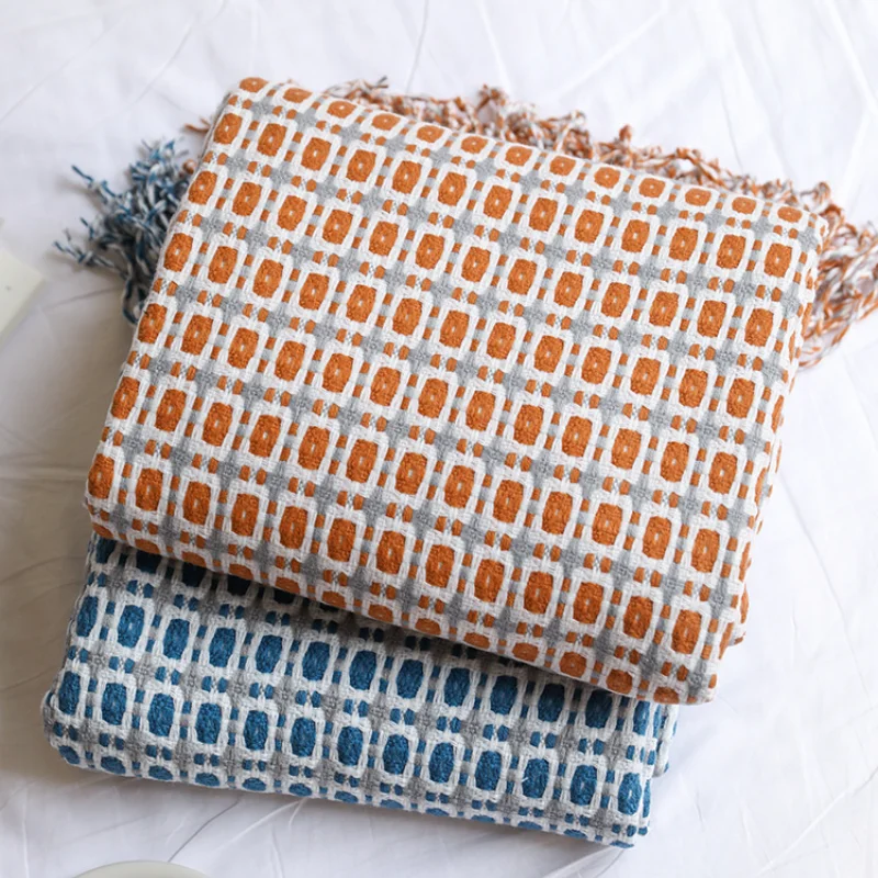Boho Throw Blanket Fringe - Manta de tecido jacquard com padrão