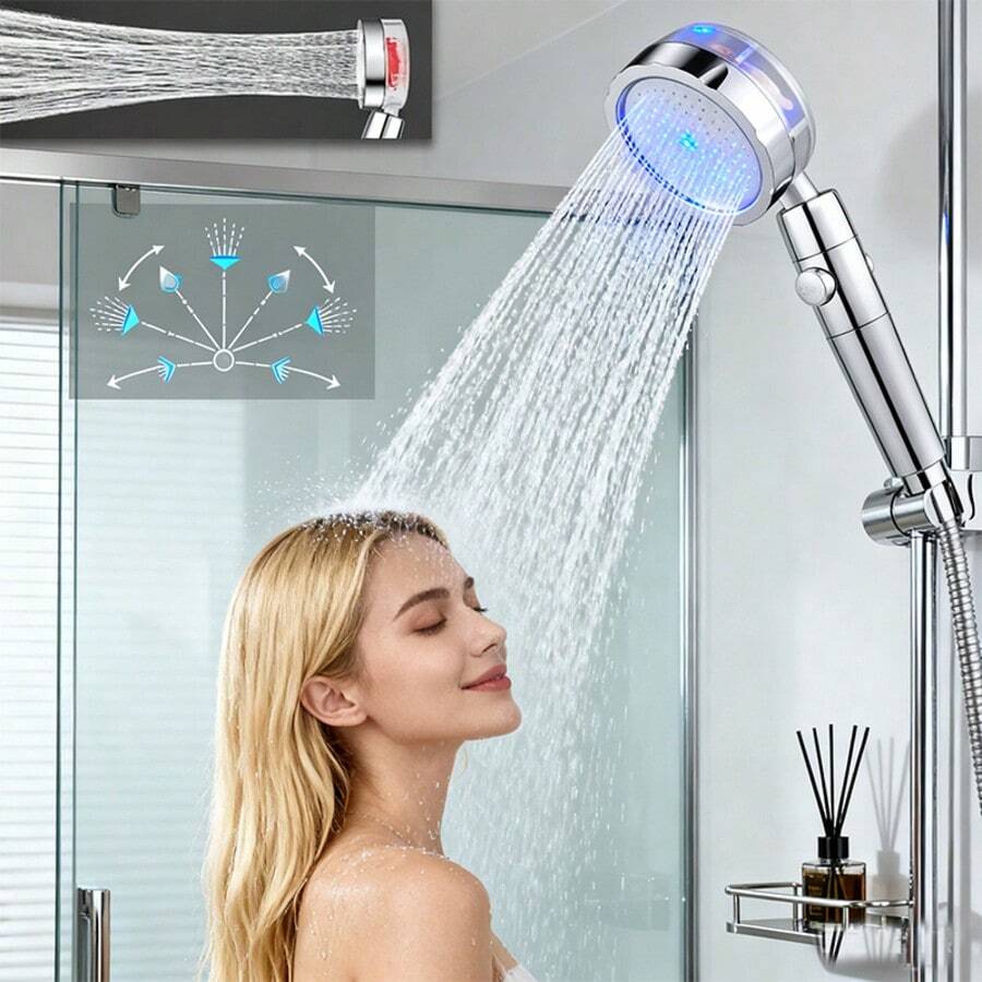 High Pressure Shower Head Handheld - Chuveiro de mão com hélice, botão