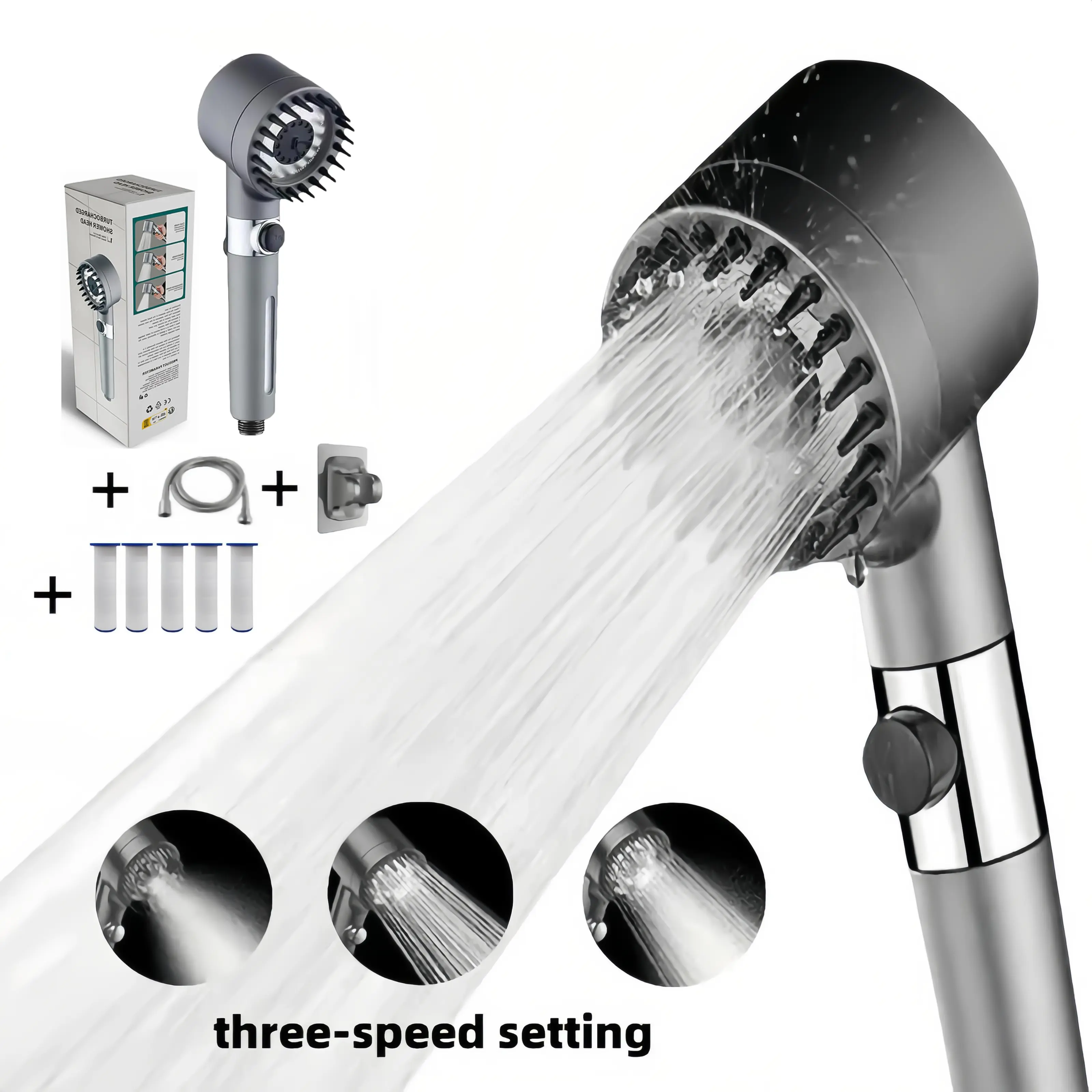 High Pressure Shower Head Handheld - Chuveiro de mão com filtro e