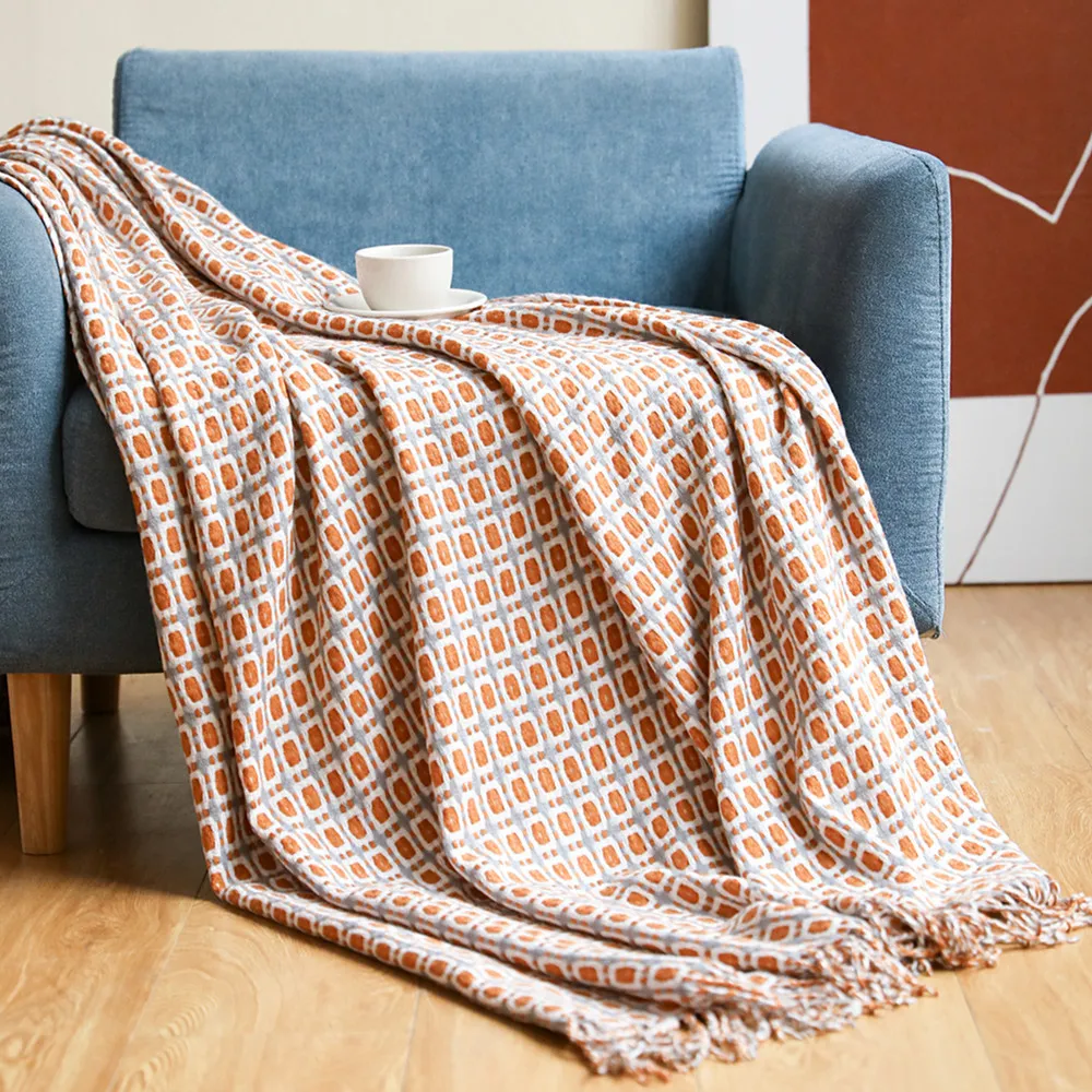 Manta de tecido jacquard com p - Boho Throw Blanket Fringe avaliação e preço