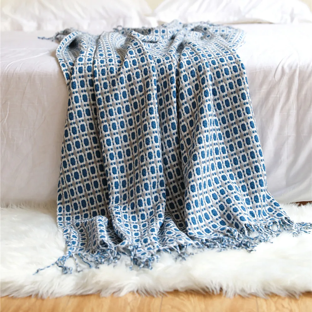 Manta de tecido jacquard com p - Boho Throw Blanket Fringe avaliação e preço