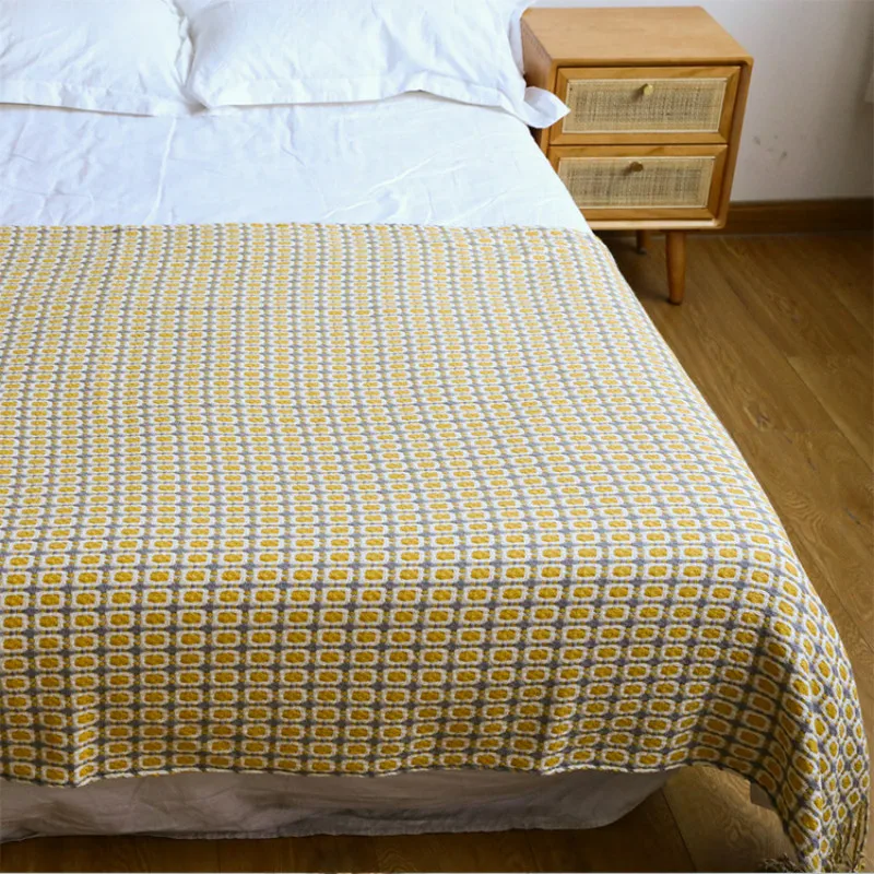Manta de tecido jacquard com p - Boho Throw Blanket Fringe avaliação e preço