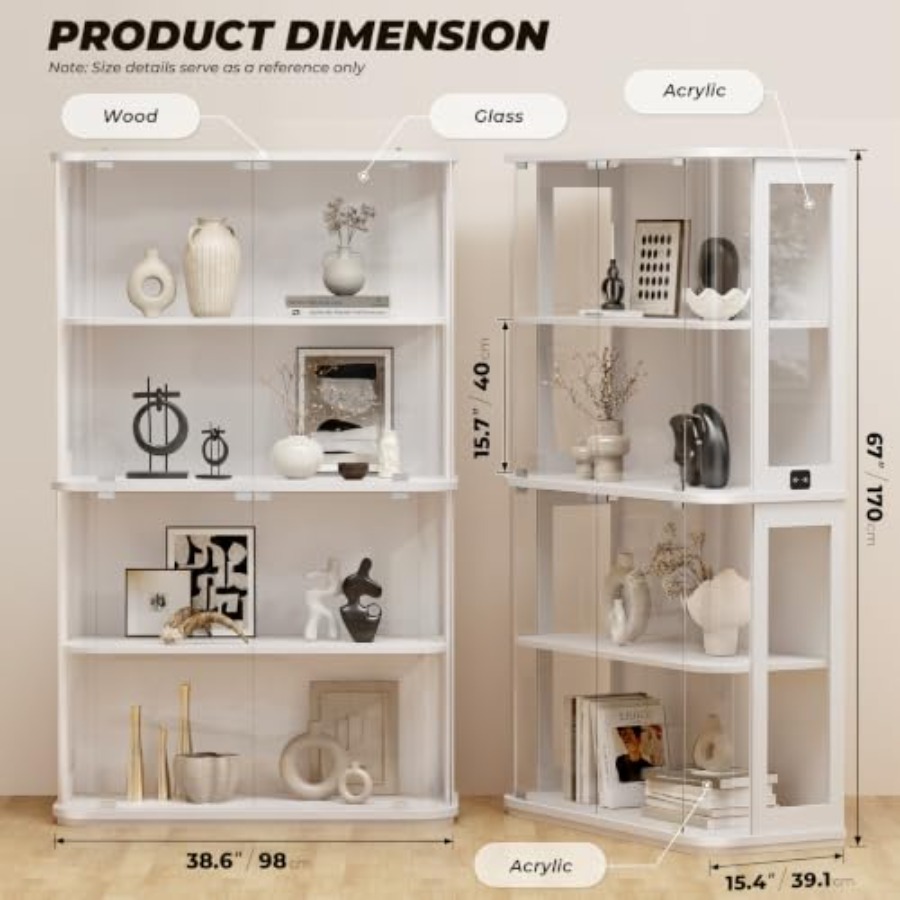 Vitrine arredondada para uso e - Lighting avaliação e preço