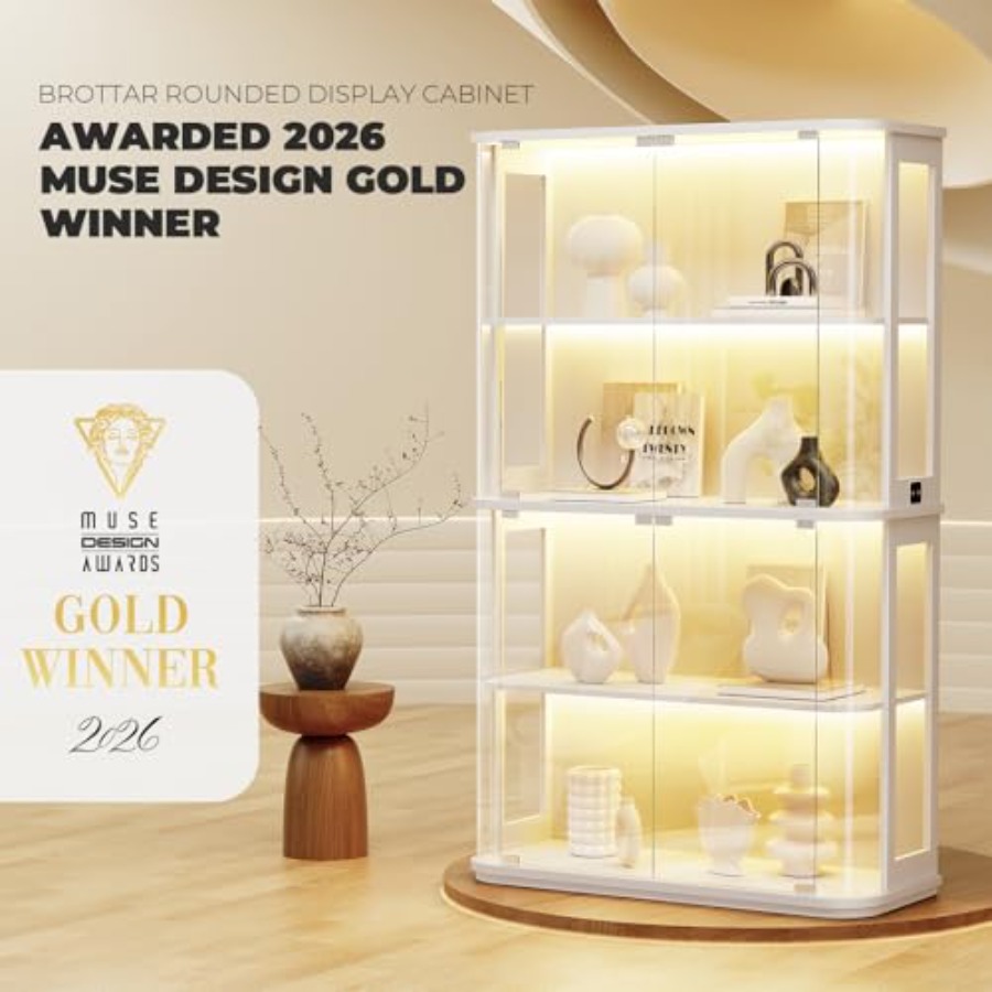 Vitrine arredondada para uso e - Lighting avaliação e preço