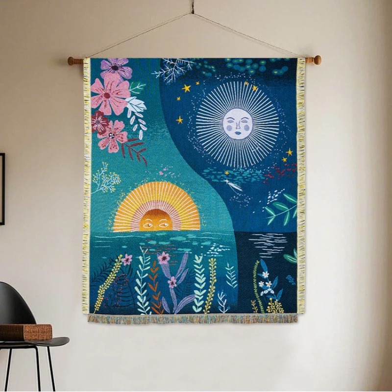 Tapeçaria Tecida Celestial Sol - Boho Throw Blanket Fringe avaliação e preço