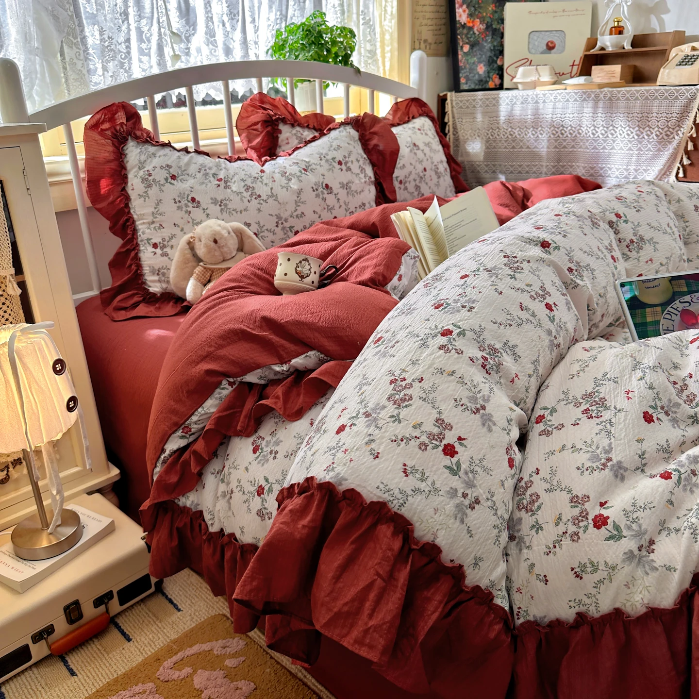 Conjunto de Cama Estilo Vintag - Aesthetic Floral Duvet Cover avaliação e preço