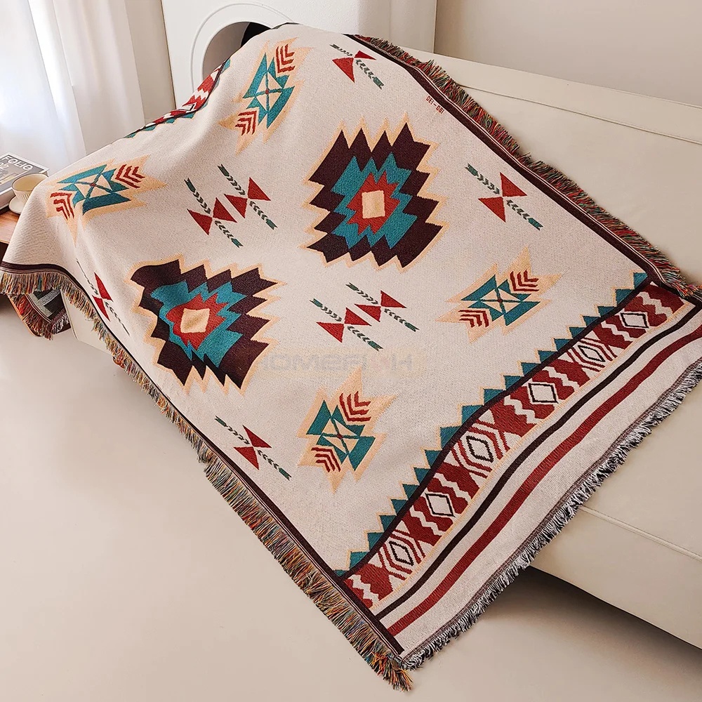 Manta Aztec Oversized Boho com - Boho Throw Blanket Fringe avaliação e preço