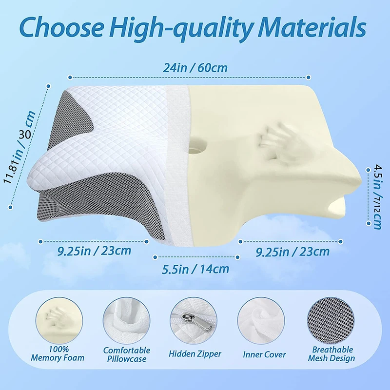 1 almofada cervical de espuma  - Memory Foam Orthopedic Pillow Neck Pain avaliação e preço